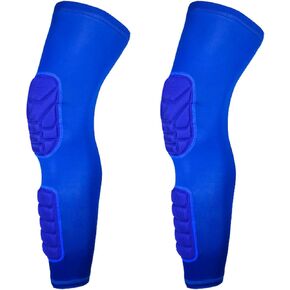 Compression Knee Pads Honeycomb Long Basketball Leg Sleeve Men Women Sport Calf Protection Soccer Gym Leggings(Blue,S) in Kuwait