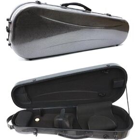 قشرة فيولا 16 بوصة - قذيفة صلبة من ألياف الكربون مع الداخلية القابلة للتعديل (تناسب 15-16.5 بوصة فيولا) | خفيفة فائقة وروشات | 2 من حاملي القوس + قضية مثلث المثلث في الرطوبة in Kuwait