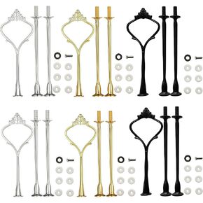 6 Sets of 3 Tier Cake Stand Hardware Kit, Metal Fruit Plate Stand Handle Fitting Hardware, with Crown Type Cake Tray Stacking Kit in Kuwait