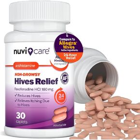 دواء حساسية خلايا النحل للبالغين والأطفال بعمر 12 عامًا فما فوق - فيكسوفينادين 180 ملغ - تركيبة مضادات الهيستامين غير المسببة للنعاس لمدة 24 ساعة - عام لخلايا أليجرا - أقراص تخفيف الحساسية غير المسببة للنعاس (30 قرصًا) in Kuwait