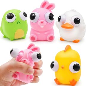 4 Pack Easter Squeeze Out Eyes Toys, Bunny Chick Duck Frog Squeeze Toys for Kids Girls Boys Easter Basket Stuffers Party Favors Gifts in Kuwait