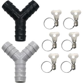 قطعتان من موزع خرطوم الغسالة العالمي على شكل حرف Y، محول بلاستيكي ثلاثي الاتجاهات لتوصيل الأنابيب المنفصلة، ​​موصل الصرف مع مشابك خرطوم، مناسب لحمامات المطبخ والشرفات in Kuwait