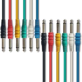 كابل تصحيح جيتار AxcessAbles من الزاوية اليمنى إلى الزاوية اليمنى 1/4 بوصة TS، (24 بوصة، 6 عبوات) | سلك أدوات أحادي غير متوازن متعدد الألوان 1/4 بوصة TS للجيتار، والباس، ولوحة الدواسات، والخلاط ومعدات الصوت in Kuwait