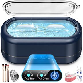 AI Ultrasonic Jewelry Cleaner,50KHz Professional Ultrasonic Cleaner Machine with 304 Stainless Steel for Jewelry, Dentures, Eyeglasses, Rings,Coin, Watch Strap, Hygiene Items (Blue) in Kuwait