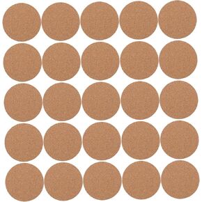 Ciieeo 50pcs Self-Adhesive Cork Sheets for DIY Crafts Round Backing Cork Mats Durable High Density for Coasters Bulletin Boards Creative Projects in Kuwait