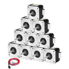 10Pack Nema 17 Stepper Motor 2 Phase 1.8‌°‌ 0.26Nm(36.82oz·in) High Torque Bipolar 26mm 2.0A 1.1Ω 4-Lead Shaft 24mm φ5mm 42 Stepper Motor Cable 1M for 3D Printer DIY Robot CNC Machine in Kuwait