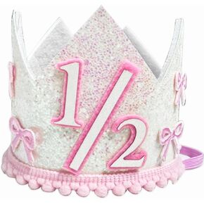 jevenis bow نصف عيد ميلاد قبعة وردي 1/2 قبعة عيد ميلاد التاج نصف سنة الزخارف لوازم الحفلة in Kuwait