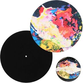 2 Pack Turntable Mat, 12 Inch Anti Static Turntable Slipmat, Wool Felt Platter Mat for Vinyl Records, Vibration Noise Reduction & Anti-Slip for DJ Mixing & Home Listening (Black and Colorful) in Kuwait
