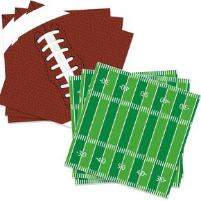 Pack of 50, Football Paper Napkins, 25 Brown Football and 25 Green Field Design Disposable Cocktail Napkins for Sports Football Game Events Supplies Birthday Party Decorations, 13x13 Inches Unfolded in Kuwait