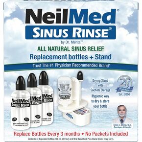 NeilMed Sinus Rinse Nasal Irrigation Bottles 3ct NasaDock Plus Drying Stand in Kuwait
