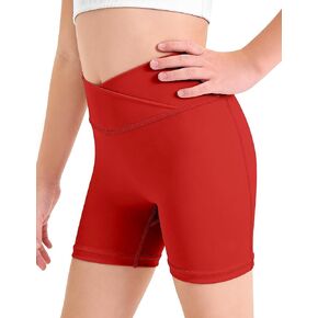 شورت رياضي للفتيات شورت على شكل حرف V متقاطع عالي الخصر لراكبي الدراجات النارية للشباب والأطفال الصغار والجمباز والرقص والكرة الطائرة مقاس 5-16 سنة in Kuwait