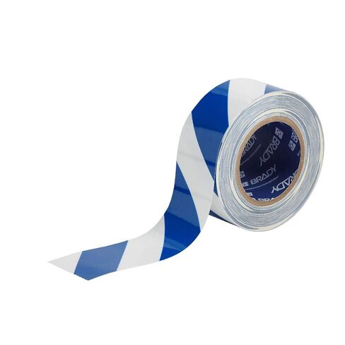 شريط تحديد الأرضيات Brady Toughstripe® مقاس 2 بوصة × 100 بوصة بوليستر مع طبقة خارجية باللون الأزرق/الأبيض in Saudi Arabia