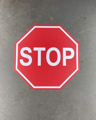 لافتة أرضية من الفينيل المصقول المتين "Stop" - لافتة من Graphical Warehouse - لافتات السلامة والأمن 5S، أداة اتصال بصري (22 بوصة) in Kuwait