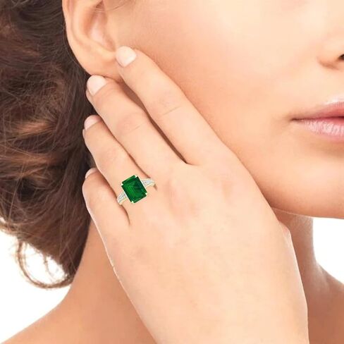 1-6 Carat 14K White Gold LAB GROWN Emerald and LAB GROWN Diamond Engagement Ring (1ct Center, AAAA Heirloom Quality) in Saudi Arabia