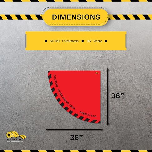 لافتة أرضية تحذيرية للباب من Mighty Line للسلامة، تحذير، شديد التحمل، قشر والصق، لاصق، جودة صناعية، عرض 91.44 سم، أحمر in Kuwait