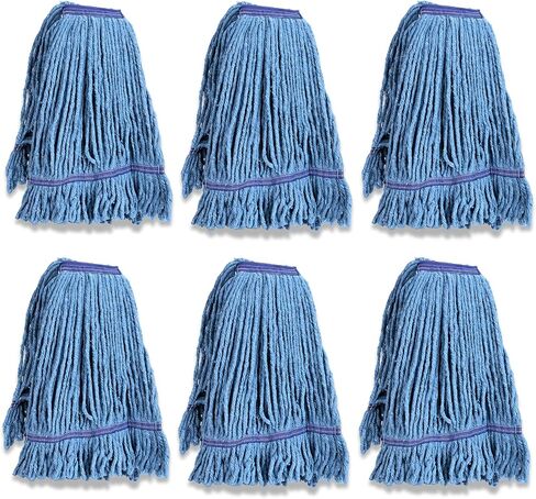 Commercial Mop Head Replacements, Industrial Mop Heads Blue Heavy Duty String Mopheads for Cleaning, Cotton Mophead Refill, Small Loop Mops, Moo String-Mop-Floor-Cleaning-Replacement (Pack of 6) in Saudi Arabia