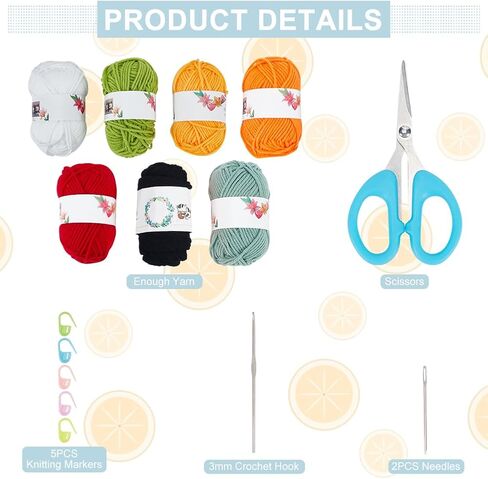 ORIGACH 4 Pcs Sunflower Coaster Crochet Start kit, Coaster Knitting Crochet Set for Beginners Adult, Complete Crochet Accessories Tools with Crochet Hooks, Yarn, Instruction and Video in Kuwait