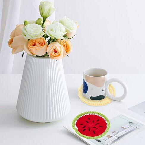 ORIGACH 4 Pcs Sunflower Coaster Crochet Start kit, Coaster Knitting Crochet Set for Beginners Adult, Complete Crochet Accessories Tools with Crochet Hooks, Yarn, Instruction and Video in Kuwait