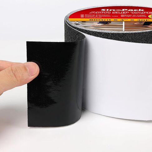 شريط مضاد للانزلاق مقاس 2 بوصة × 32 قدمًا، شريط قبضة لوح التزلج، شريط احتكاك، قبضة سوداء، مادة كاشطة للسلالم الخارجية/الداخلية، سلالم مداس آمنة غير قابلة للانزلاق، شريط جر أسود للأسطح الزلقة in Kuwait