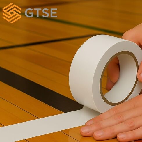 GTSE 2 inch x 108 ft White PVC Vinyl Floor Tape, Safety Marking Tape, 6 mil Thick, Suitable for Dance Floors, Gyms, Warehouses, Sports Facilities in Kuwait