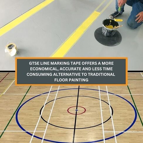 GTSE 2 inch x 108 ft White PVC Vinyl Floor Tape, Safety Marking Tape, 6 mil Thick, Suitable for Dance Floors, Gyms, Warehouses, Sports Facilities in Kuwait