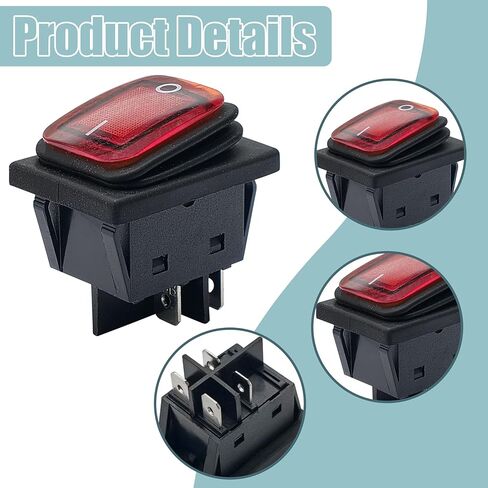 مفتاح الروك 4 دبوس 2 موضع تشغيل/إيقاف 30 أمبير 250 فولت/ 35 أمبير 125 فولت مفتاح الروك للقارب المقاوم للماء، مفتاح DPST فولت البحري يناسب المروحة الكهربائية، مضخة الهواء، ضاغط الهواء، هيكل السخان، ماكينة الصنفرة، إلخ. in Kuwait