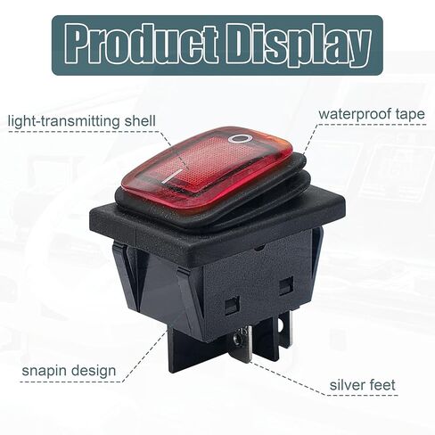 مفتاح الروك 4 دبوس 2 موضع تشغيل/إيقاف 30 أمبير 250 فولت/ 35 أمبير 125 فولت مفتاح الروك للقارب المقاوم للماء، مفتاح DPST فولت البحري يناسب المروحة الكهربائية، مضخة الهواء، ضاغط الهواء، هيكل السخان، ماكينة الصنفرة، إلخ. in Kuwait