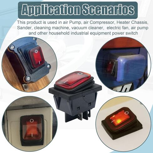 مفتاح الروك 4 دبوس 2 موضع تشغيل/إيقاف 30 أمبير 250 فولت/ 35 أمبير 125 فولت مفتاح الروك للقارب المقاوم للماء، مفتاح DPST فولت البحري يناسب المروحة الكهربائية، مضخة الهواء، ضاغط الهواء، هيكل السخان، ماكينة الصنفرة، إلخ. in Kuwait