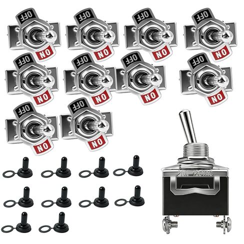 10 عبوات 15A 250VAC / 20A 125VAC SPDT مفتاح تبديل معدني، مفتاح Swingarm، مفتاح مع غطاء واقي الحذاء الأسود تشغيل/إيقاف in Saudi Arabia
