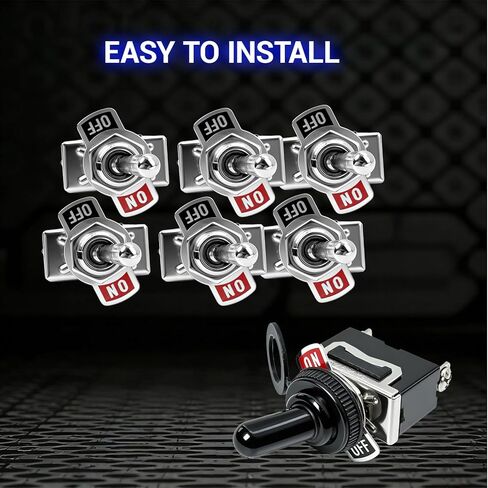 10 عبوات 15A 250VAC / 20A 125VAC SPDT مفتاح تبديل معدني، مفتاح Swingarm، مفتاح مع غطاء واقي الحذاء الأسود تشغيل/إيقاف in Saudi Arabia