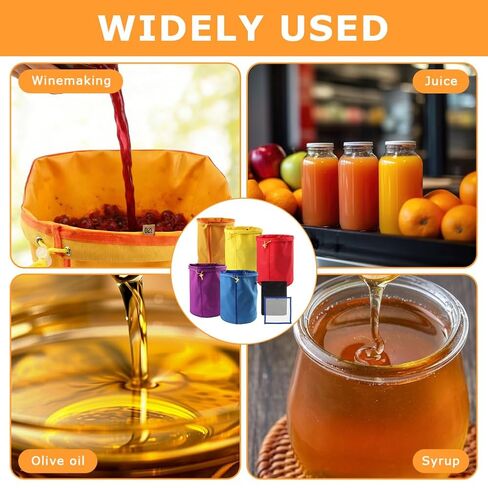 5 Pack 5 Gallon Filter Bags, 25-220 Micron Oxford Cloth All-Mesh Filter Bags with Color Coding System, Adjustable Drawstring Reusable Filter Bags for Fruit Juice Extraction, Soy Products, Home Kitchen in Kuwait