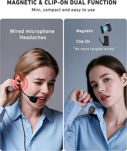 Voice Amplifier for Teachers with Wireless Lavalier Lapel Microphone Portable Bluetooth Microphone & Speaker, Rechargeable Bullhorn Megaphone for Classroom, Meetings, Yoga, Training, Tour Guides in Kuwait