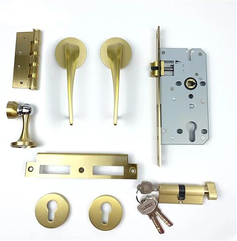 Solid Pure Copper Door Lock Indoor Wood Split Golden Silent 1Pcs(A Single Lock Set 1) in Saudi Arabia