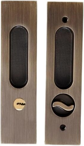 Brass Sliding Door Lock Push Pull Hidden Handle Interior Lockset with Keys 1Pcs(BC (Door 4.5-5.5cm)) in Saudi Arabia
