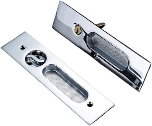 Brass Sliding Door Lock Push Pull Hidden Handle Interior Lockset with Keys 1Pcs(BC (Door 4.5-5.5cm)) in Saudi Arabia