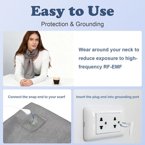 وشاح التأريض الواقي من EMF مع نسيج فاراداي من الألياف الفضية للاتصال بالأرض ومضاد للإشعاع (39.5 بوصة × 4.5 بوصة) | تصميم للجنسين in Kuwait