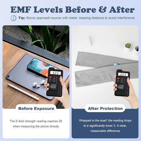 وشاح التأريض الواقي من EMF مع نسيج فاراداي من الألياف الفضية للاتصال بالأرض ومضاد للإشعاع (39.5 بوصة × 4.5 بوصة) | تصميم للجنسين in Kuwait