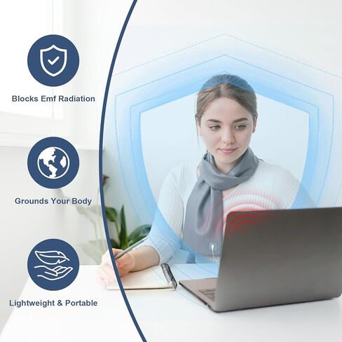 وشاح التأريض الواقي من EMF مع نسيج فاراداي من الألياف الفضية للاتصال بالأرض ومضاد للإشعاع (39.5 بوصة × 4.5 بوصة) | تصميم للجنسين in Kuwait