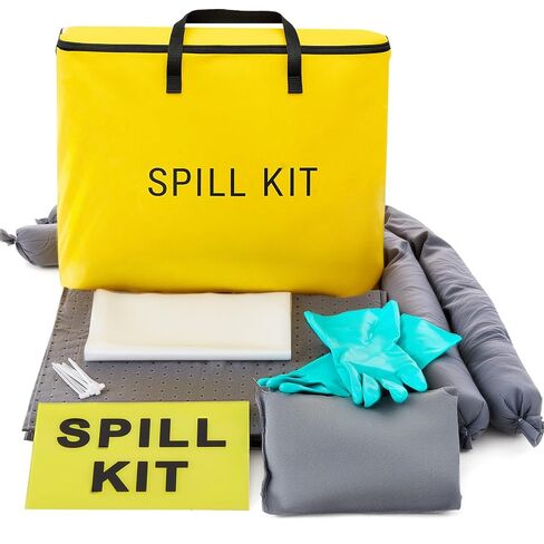 46 Pcs Universal Spill Kit Includes Storage Bag, Absorbent Pads, Socks, Gloves, and Accessories for Vehicles, Industrial, Restaurant Use, Emergency Response Chemical, Water, and More in Saudi Arabia