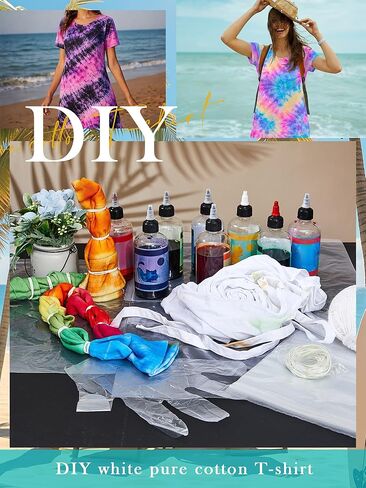 Silkfly White Cotton Dress Shirt for Tie Dye Plus Size Shirt Dresses DIY Items to Tie Dye Women Girls Tie Dye DIY Kit(XX-Large) in Kuwait
