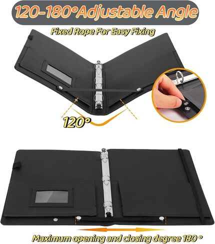 مجلد موسيقى ورقة فضفاضة مع 3 حلقات (13 بوصة × 10.2 بوصة)، مجلد موسيقى جوقة من جلد البولي يوريثان، مع حزام يد وحزام ثابت، مناسب للعروض المسرحية، ولعب البيانو، والجوقة (أسود) in Kuwait