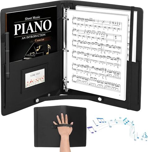 Choir Folder, PU Leather 3 Ring Choral Muisc Folder with Hand Strap, 13"X9.6" Sheet Music Folder, Music Binder for Piano Particle and Stage Performance in Saudi Arabia