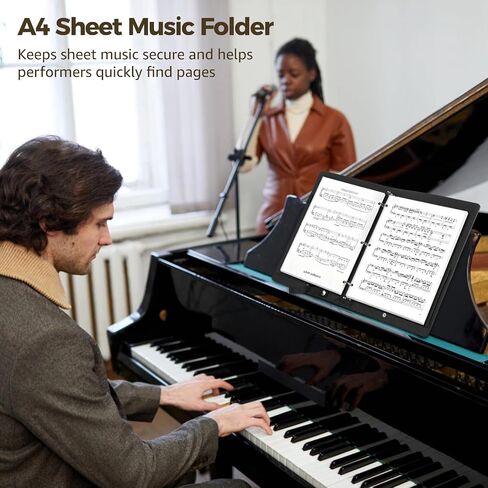 Choir Folder, PU Leather 3 Ring Choral Muisc Folder with Hand Strap, 13"X9.6" Sheet Music Folder, Music Binder for Piano Particle and Stage Performance in Saudi Arabia