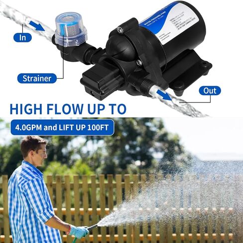 Water Pressure Diaphragm Pump 12V DC for Caravan,RV Fresh Water Transfer Garden Hose Pump for Lawn,4GPM 45PSI Industrial Wash Down Pump 3.1 Bar for Boat Fountain Bathroom Spray House in Saudi Arabia