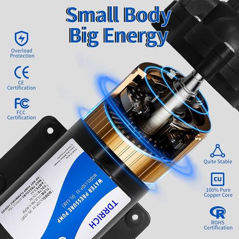 Water Pressure Diaphragm Pump 12V DC for Caravan,RV Fresh Water Transfer Garden Hose Pump for Lawn,4GPM 45PSI Industrial Wash Down Pump 3.1 Bar for Boat Fountain Bathroom Spray House in Saudi Arabia