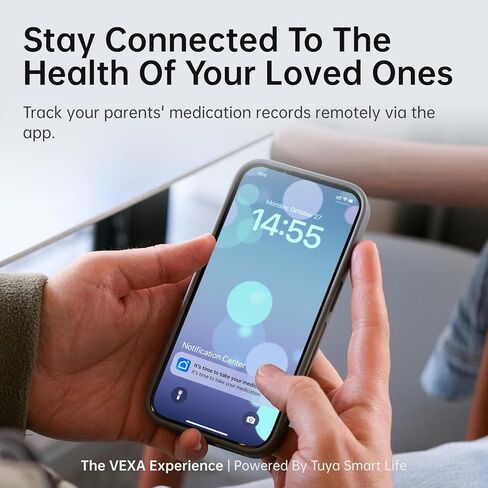 VEXA VitaMate 28 منظم حبوب الدواء الأوتوماتيكي الذكي مع تطبيق حصري تم تطويره ذاتيًا، إدارة الأدوية الشهرية 28 فتحة، تنبيهات صوتية متصلة بالتطبيق، سهولة التقليب للتوزيع للفيتامينات والأجهزة اللوحية in Kuwait