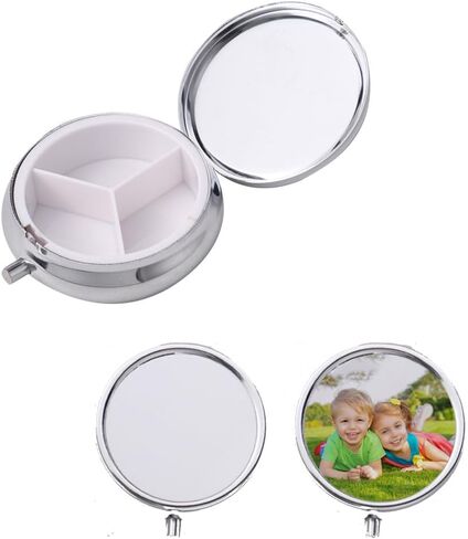 20 قطعة من علبة حبوب الدواء الفارغة المكونة من 3 حجرات، صندوق حبوب الدواء المحمول للجيب أو المحفظة وصناديق حبوب الدواء المعدنية المزخرفة ومنظم فيتامينات لطباعة نقل الحرارة بنفسك (أ) in Kuwait