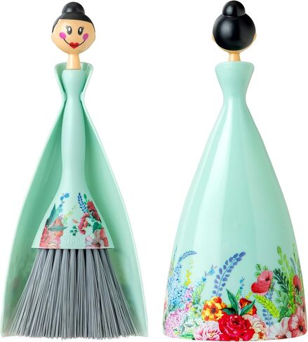 Vigar Mini Broom and Dustpan Set, Small Broom and Dustpan Set for Dust, Pet Hair, Car, and Crumb, Perfect for Home and Camping Essentials, White in Kuwait