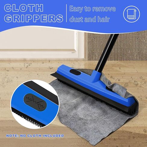 فرشاة سجاد مطاطية مع ممسحة، مزيل شعر الحيوانات الأليفة بمقبض طويل 52.8 بوصة، أداة إزالة فراء الوبر التفصيلية، مشط سجاد من السيليكون لتنظيف الأرضيات الصلبة والبلاط والنافذة (أزرق) in Kuwait
