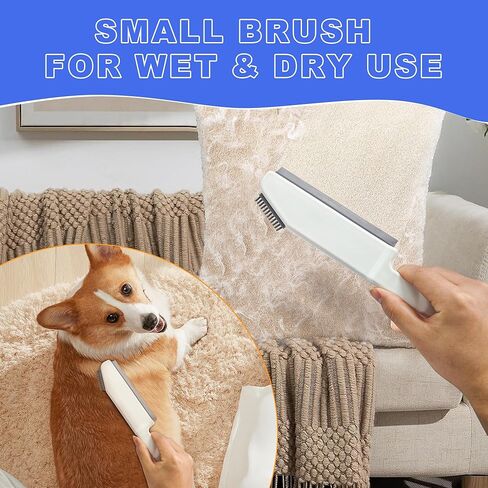 فرشاة سجاد مطاطية مع ممسحة، مزيل شعر الحيوانات الأليفة بمقبض طويل 52.8 بوصة، أداة إزالة فراء الوبر التفصيلية، مشط سجاد من السيليكون لتنظيف الأرضيات الصلبة والبلاط والنافذة (أزرق) in Kuwait